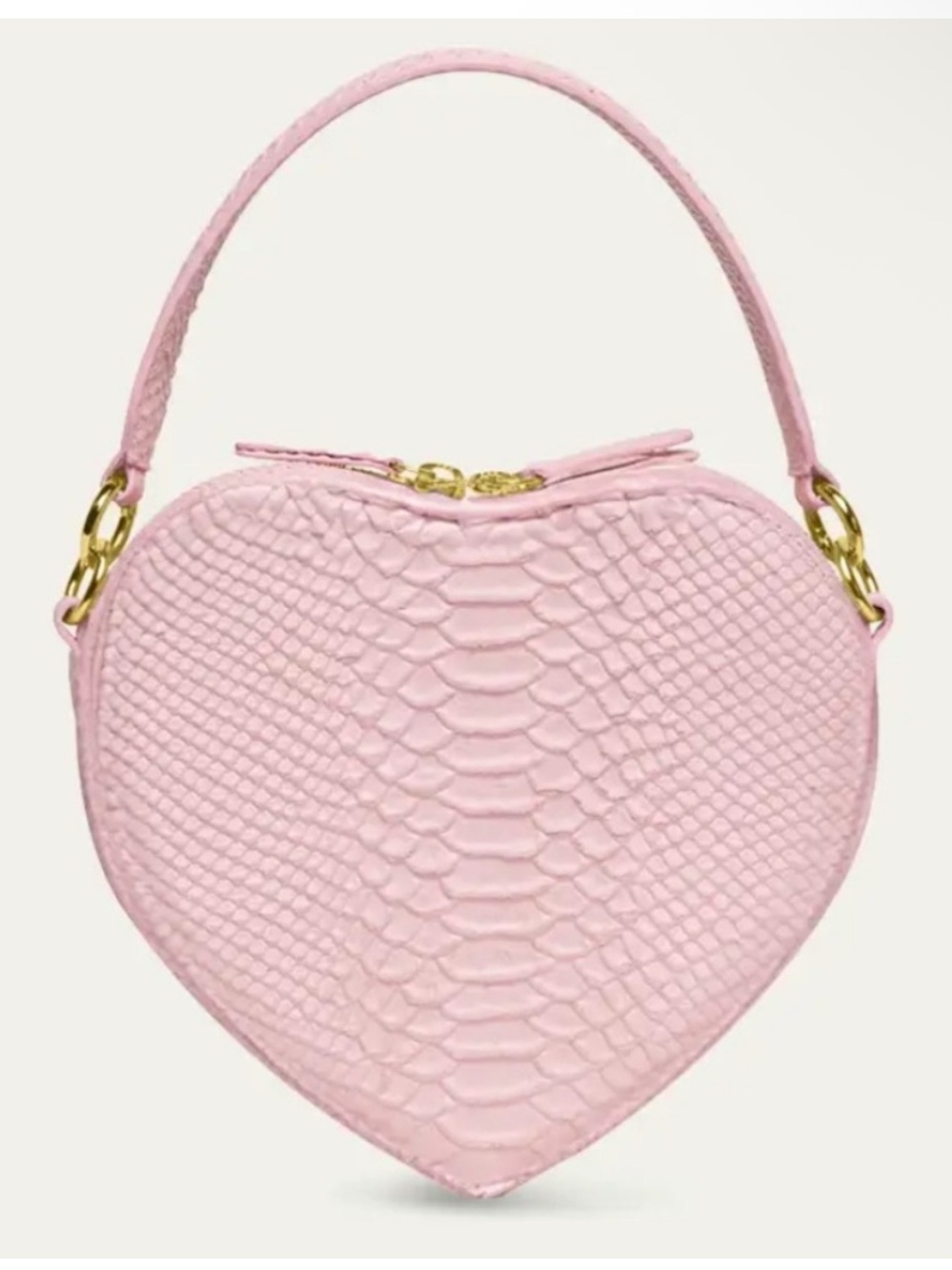 LISELLE KISS Harley Heart Python-Embossed Top-Handle Crossbody Pink Bag NEW $495
